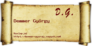 Demmer György névjegykártya